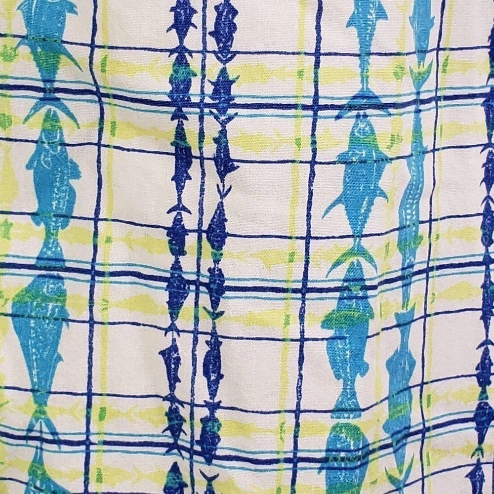 Columbia PFG Shirt Men Size XL Yellow Blue Fish Plaid Vented Short Sleeve Button